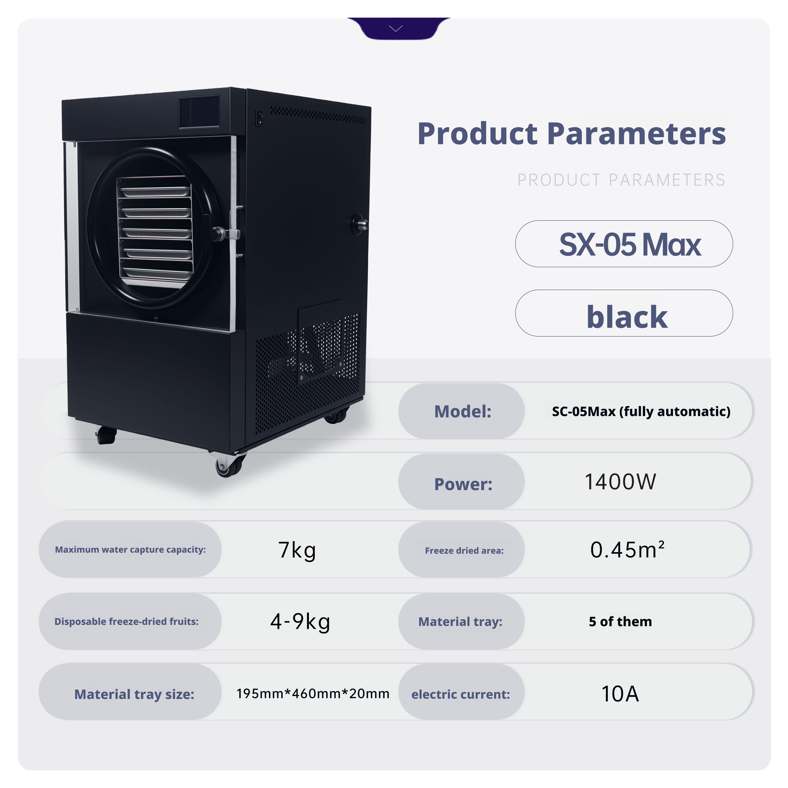 Black household food and medicinal material freeze dryer